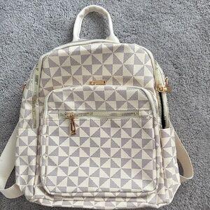Geometric Patterned Cream Backpack